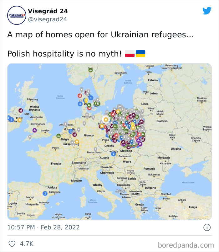 A Map Of Homes Open For Ukrainian Refugees…