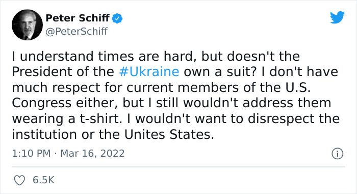 Man Is Upset The President Of Ukraine Didn't Wear A Suit When Addressing The US Congress, Voices It On Twitter, Gets A Major Reality Check Man Is Upset The President Of Ukraine Didn't Wear A Suit When Addressing The US Congress, Voices It On Twitter, Gets A Major Reality Check