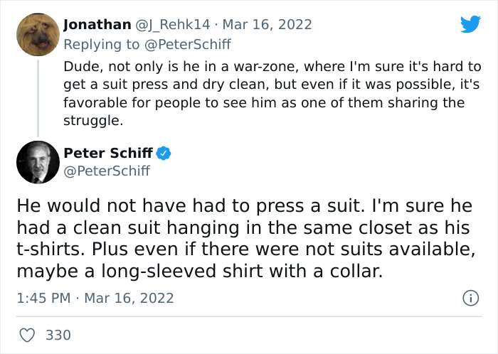 Man Is Upset The President Of Ukraine Didn't Wear A Suit When Addressing The US Congress, Voices It On Twitter, Gets A Major Reality Check Man Is Upset The President Of Ukraine Didn't Wear A Suit When Addressing The US Congress, Voices It On Twitter, Gets A Major Reality Check