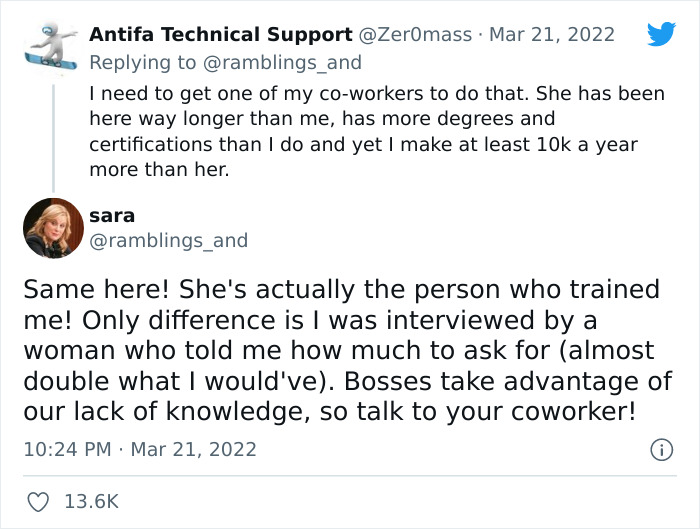 Person Tweets How They Helped Coworker Renegotiate Their Contract After Finding Out They Earn 20% Less, Sparks Debates On Twitter Person Tweets How They Helped Coworker Renegotiate Their Contract After Finding Out They Earn 20% Less, Sparks Debates On Twitter