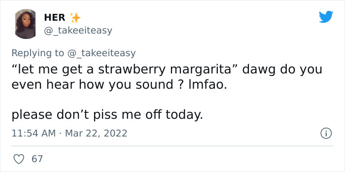 Woman On Twitter Belittles Men Who Order Fruity Or Mixed Drinks And 17 People Come To Teach Her A Lesson