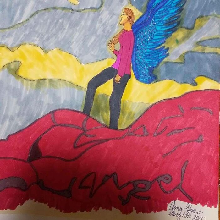 Blue Wing Angels Of Protection Thru Thunderbolt Yellow Rays Of Hope