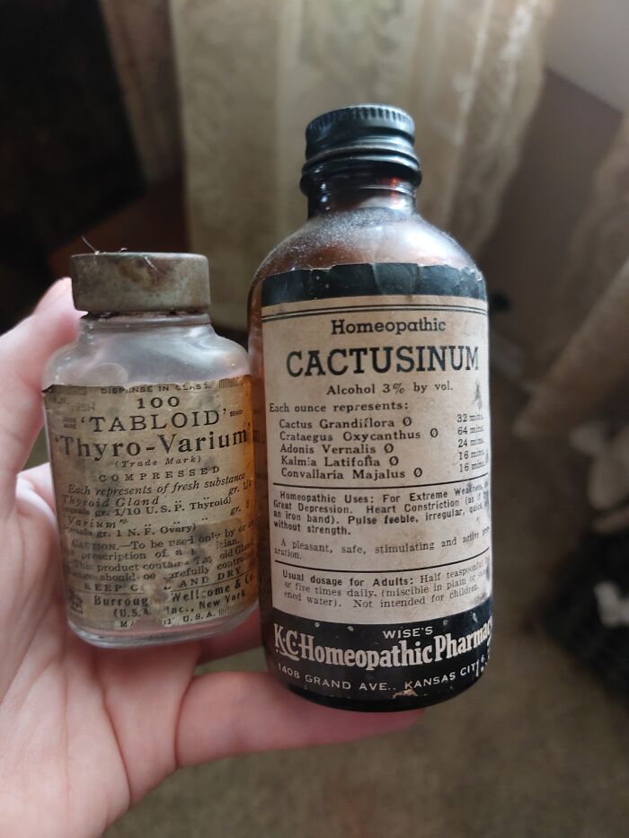 I Love Finding Vintage Medical Supplies. Reading The Ingredients Is Fun. Both Still Have Some "Medicine " Inside. I Will Not Be Trying It Ha Ha.