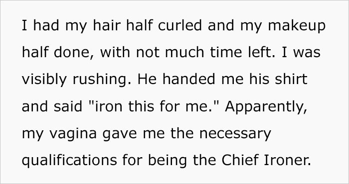 Woman Maliciously Complies By Ruining Her Father-In-Law’s Shirt After He Asks Her To Iron It Right Before Her Engagement Party Woman Maliciously Complies By Ruining Her Father-In-Law’s Shirt After He Asks Her To Iron It Right Before Her Engagement Party