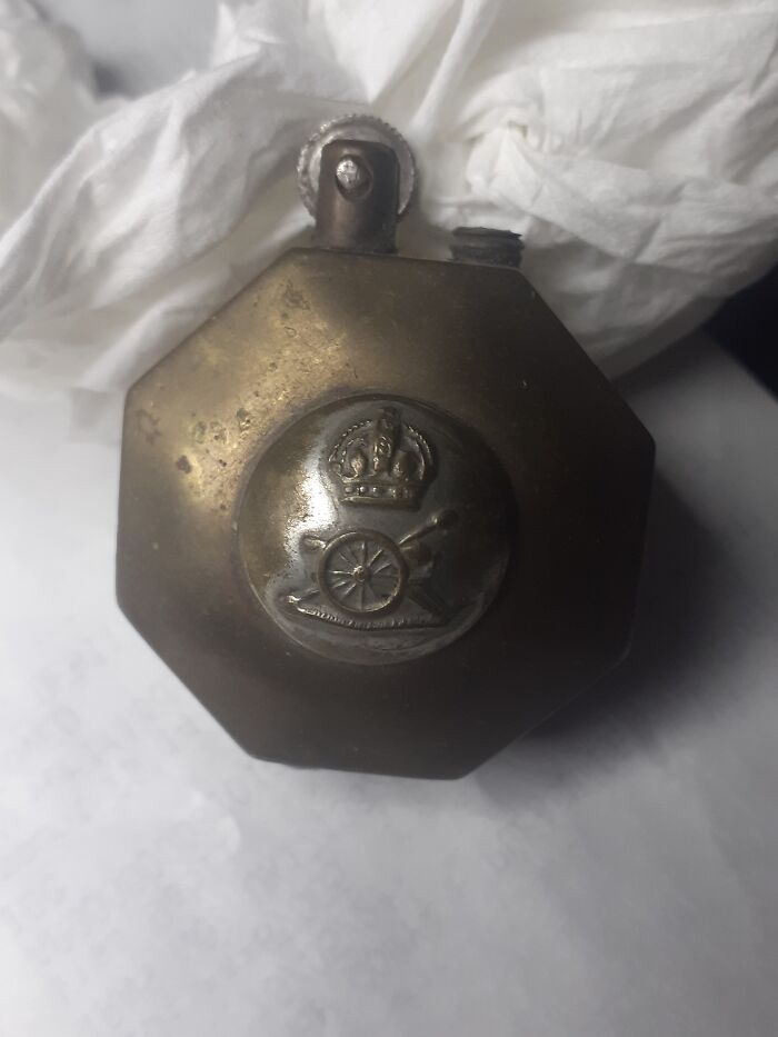 A Brass Cigarette Lighter That Belonged To My Great Grandfather Who Served In WWI