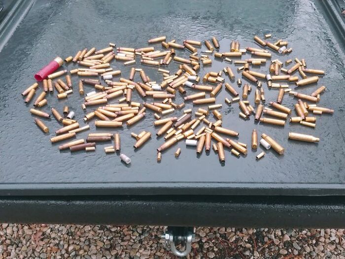 Bed Of The Pickup, In The Driveway!!!!! We Shoot Targets For Sport; We Collect Our Shells!