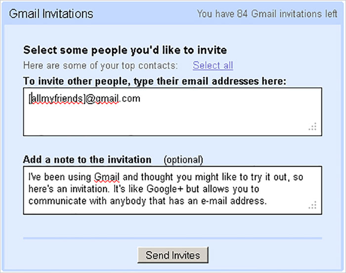 Invitations to GMail