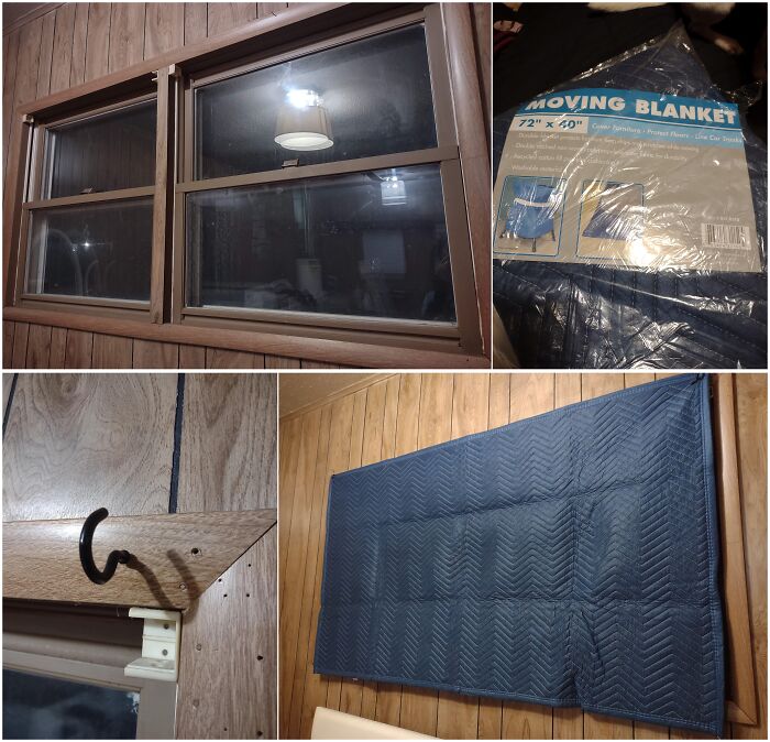 Using Moving Blankets Over Windows To Help With Insulation