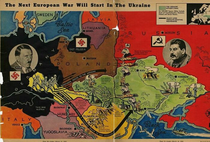 Este cartel de 1939 sobre cómo la próxima guerra europea comenzará en Ucrania