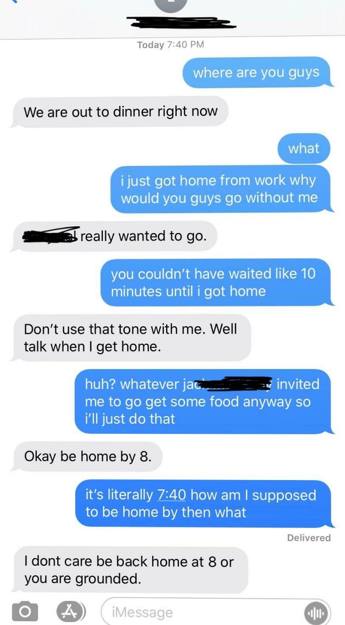 My Friend Just Sent Me This. Her Stepmom Took Her Stepsister To Get Food Without Her, And Then When She Went To Go Get Food By Herself She Grounded Her