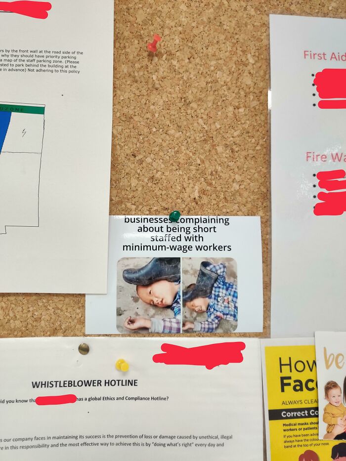 Someone Put This Up In The Break Room Weeks Ago. Management Haven't Noticed Because They Don't Mix With Their Employees