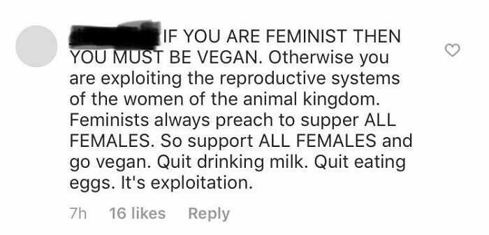 So People Can’t Praise For Gender Equality If They Aren’t Vegan? 