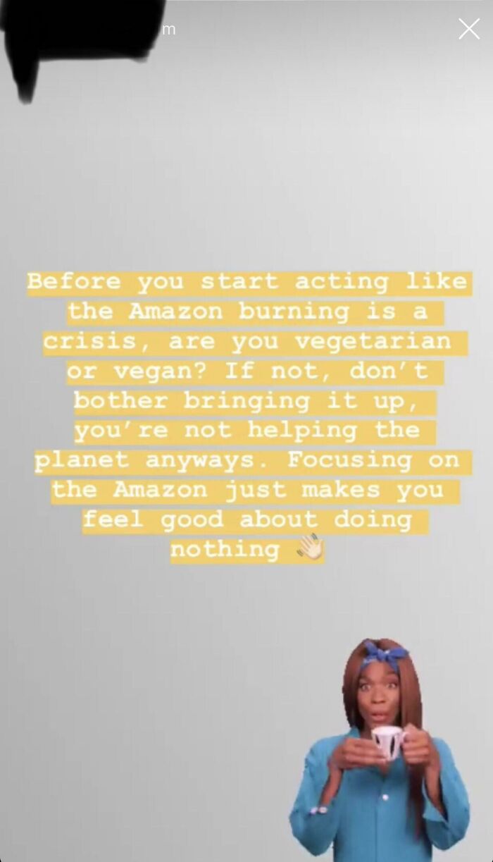 Yet Another Vegan Saying The Rest Can Care About The Amazon. Apparently You Can’t Do Any Good For The Planet Unless You Don’t Eat Any Animal Products Anymore