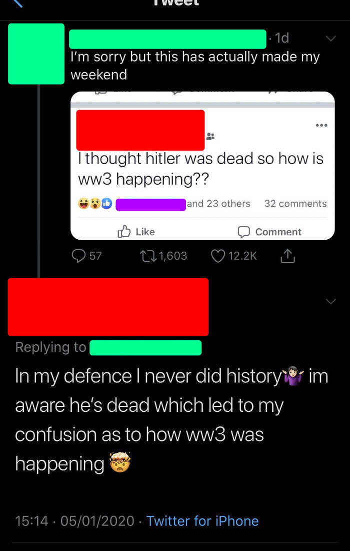 In My Defence I Never Did History (Double Facepalm)