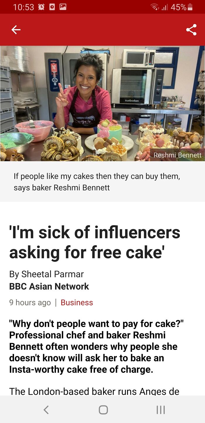 Insta 'Influencers' Asking For Free Custom Made Cakes (Article Below)