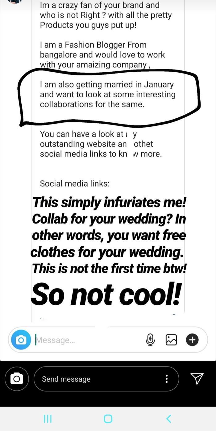 Influencer Wants To Collaborate For Her Wedding And Gets Called Out By The Designer.