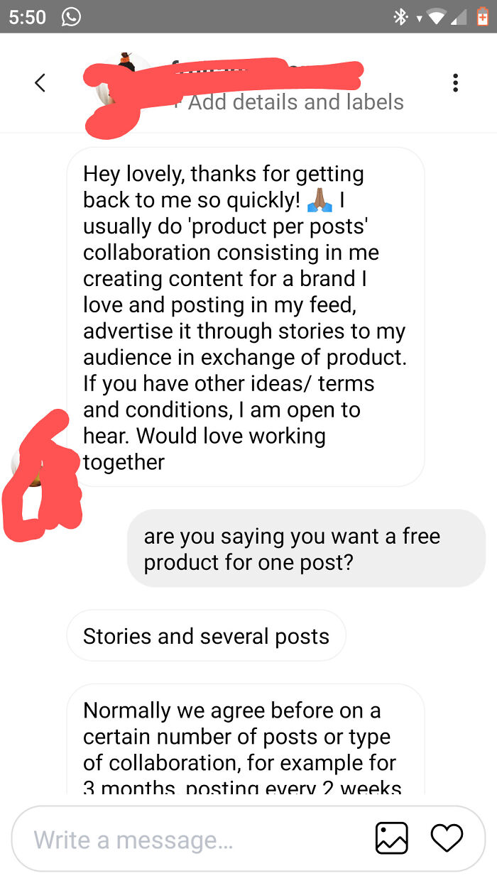 Fed Up Of "Influencers". "I'm Happy To Pay For Shipping And Do As Many Posts As You Want".....quickly Changes To "It's Takes Time And Effort To Make Posts". Yeah Well It Takes Time And Effort To Make Our Product Too