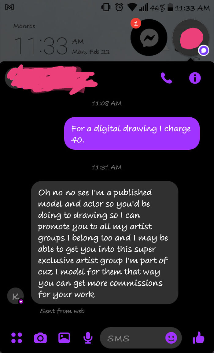 Model Tries To Get Free Drawing From Me For Exposure. Have I Become A Real Artist Now That Someone Wants Free Art From Me?