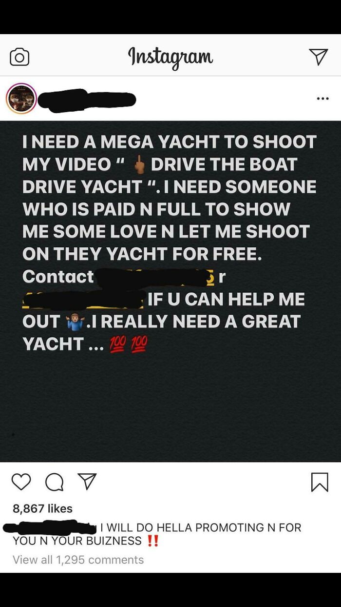 Influencer Asking For A Free Mega Yatch To Shoot Their Video