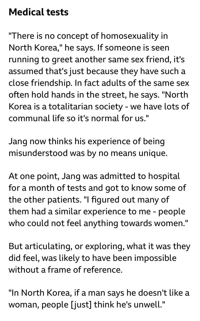 North Korean Defector Describes Being Sent To The Doctor Because He Wasn’t Attracted To Women