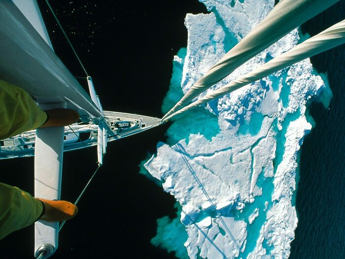 Approaching An Iceberg In The Arctic - Sailing