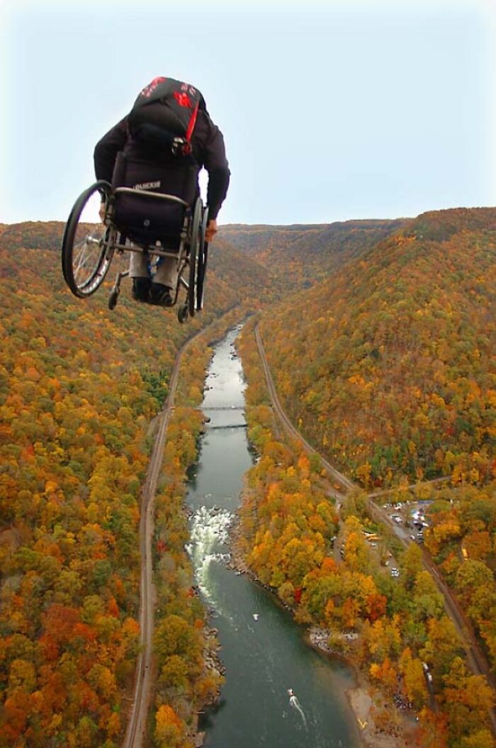 Lonnie Bissonnette Jumping Off The New River Gorge Bridge