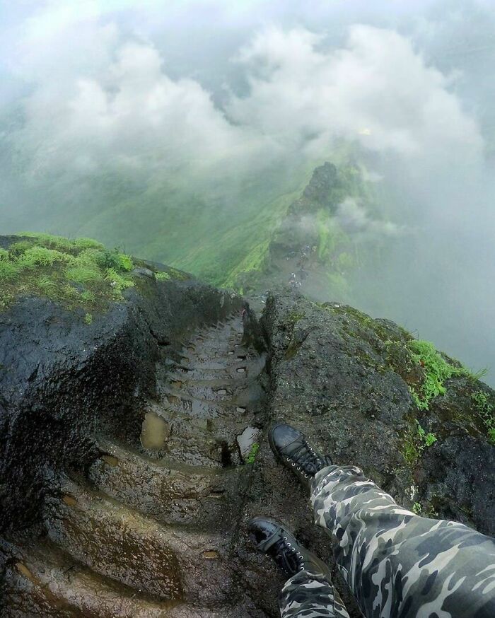 A Moist, Steep Staircase In India