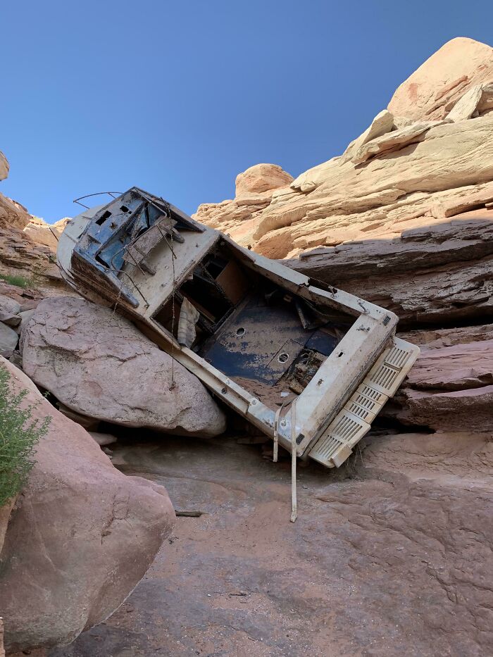 Water Levels At Lake Powell Are So Low You Can Find Old Wrecks Out Of The Water