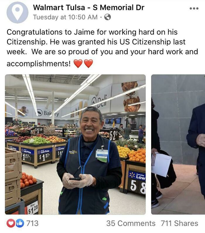 Smiling Walmart employee 