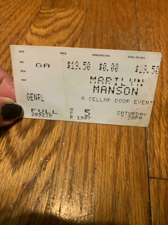 Bought A Marilyn Manson Cd At A Thrift Store. Someone Left Their Ticket From 1997 Inside