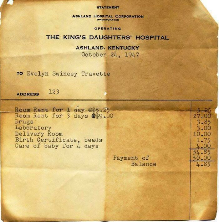 1947 Hospital Bill Found Out My Parents’ Attic. Not Sure Who It’s For