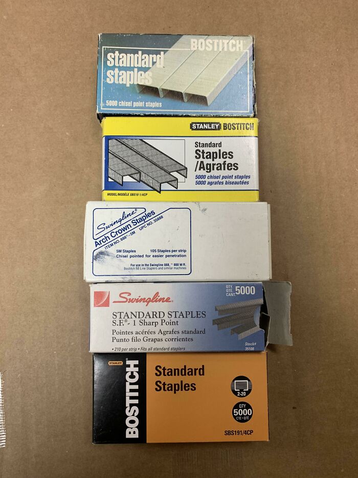 This Progression Of Staple Packaging. All Found In The Bottom Desk Drawer In The Office Of The Store Where I Work