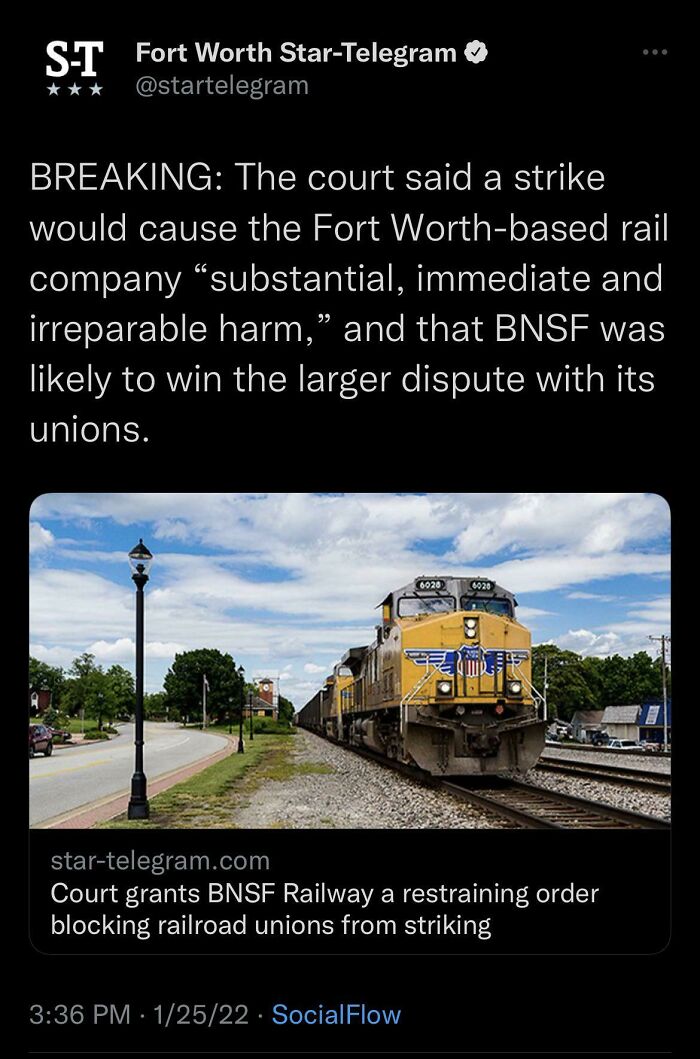 The Courts Are Refusing To Allow Railroad Workers The Right To Strike