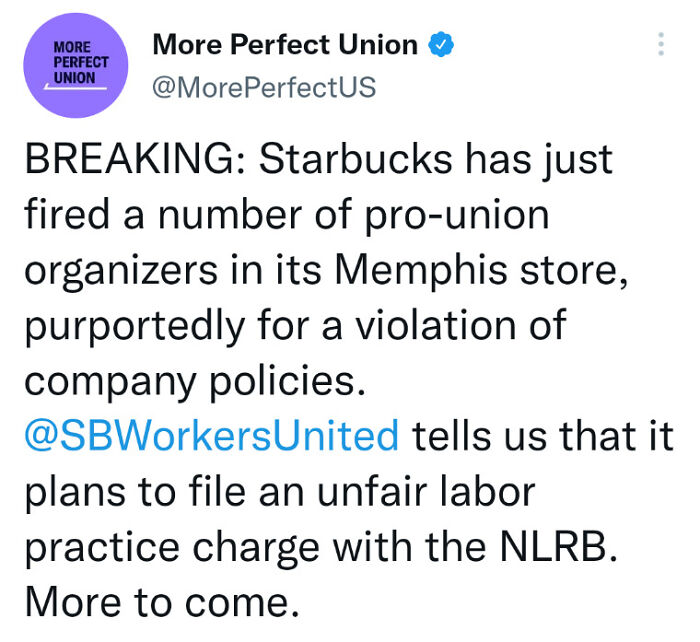Starbucks Workers In Memphis Tennessee Were Just Fired For Trying To Organize A Union