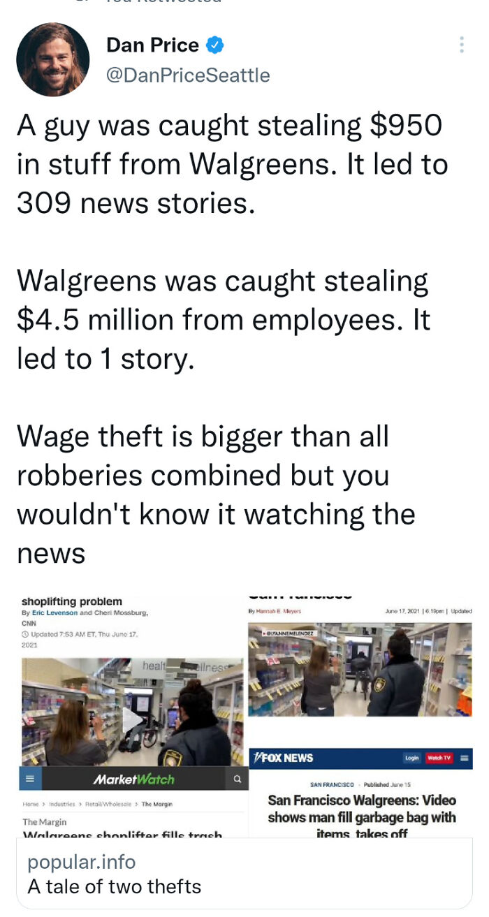 Wage Theft Is The Largest Form Of Theft Bigger Then All Others Combined But Yet The Mass Media Doesn't Cover It