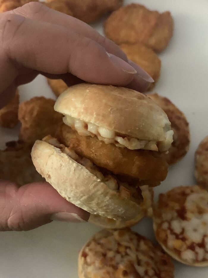 Bagel Bite And Chicken Nugget Slider