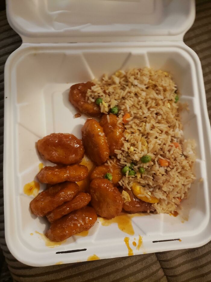 My School Ran Out Of Chicken For Orange Chicken, So They Used Chicken Nuggets Instead