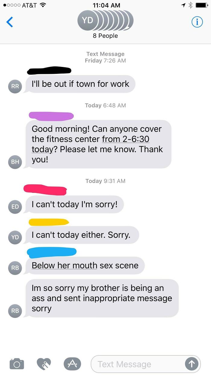 Coworker Texts Awkward Message To Group Text And Blames It On His Brother