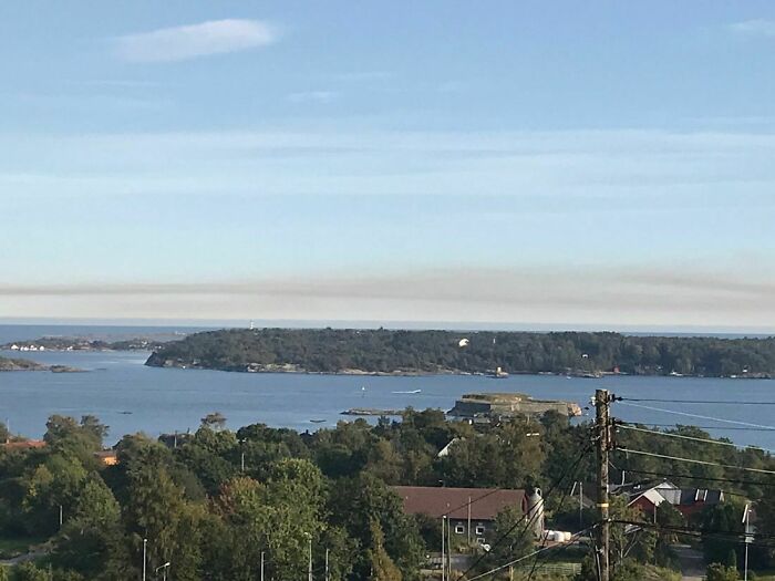 These Low Clouds Are Not Clouds It's Smoke From The Wildfires In California/Oregon. The Photo Is Taken On The South Coast Of Norway