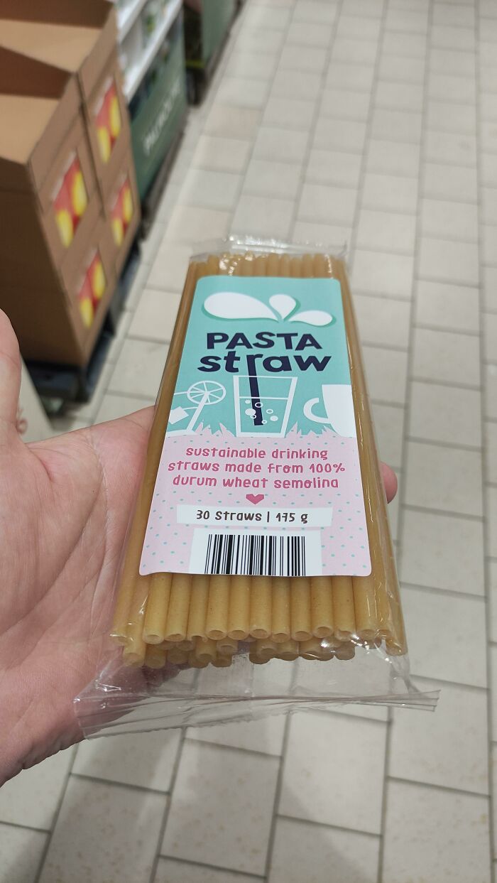 These Straws Made Out Of Pasta So They Don't Dissolve Like Paper
