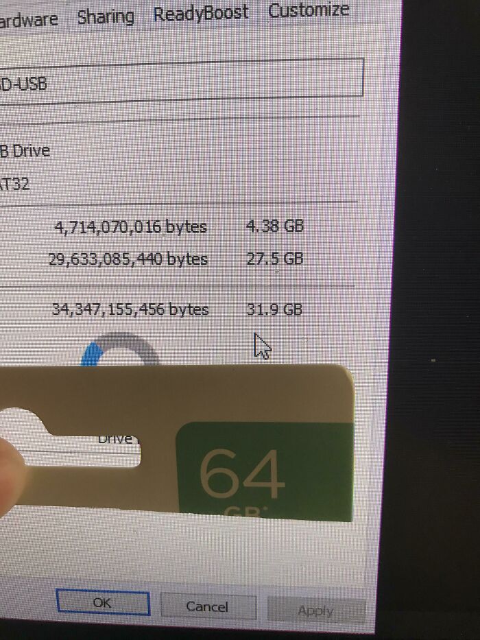 I Bought A 64 Gig Flash Drive, Got Half Of What I Payed For