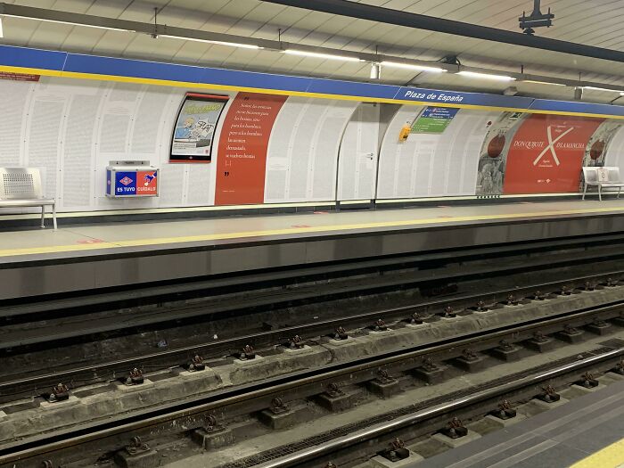 On The Walls Of Madrid’s Metro System Is The Entire Novel Of Don Quixote, So You Can Read While You Wait And Pick Up The Next Time Where You Left Off