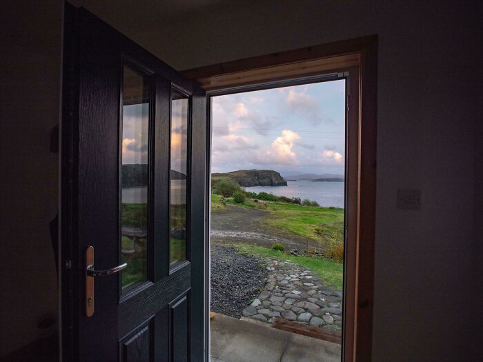 The View Outside The Door In My Airbnb On The Isle Of Skye, Our Closest Neighbor Is Half A Mile Away