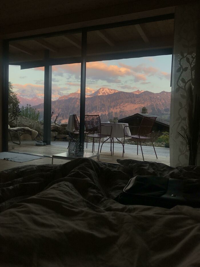 View From My Bed In An Airbnb In Beatenberg, Switzerland