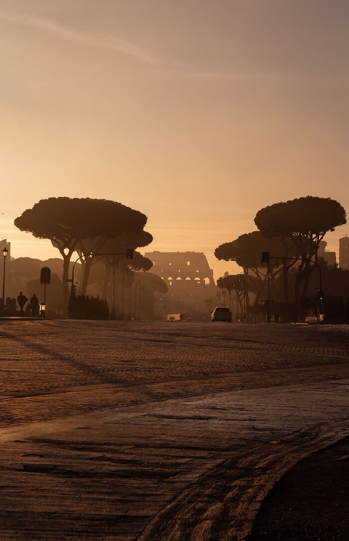 A Winter Sunrise In Rome, Before The Lockdown Took Place