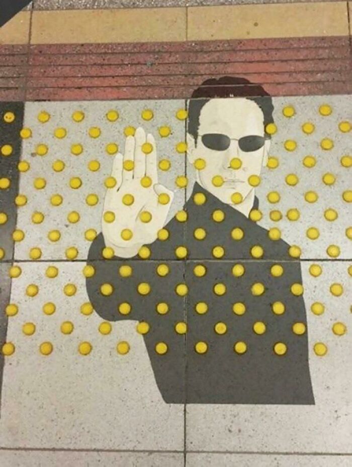 I’d Consider This More Art Than Vandalism. In Either Case, It’s Absolutely Outstanding. (If You’re Unfamiliar, This Is ‘Tactile Paving’ And Used To Help The Vision-Impaired Navigate Streets. This ‘Bumps’ Pattern Marks The Locations Of Pedestrian Crossings)