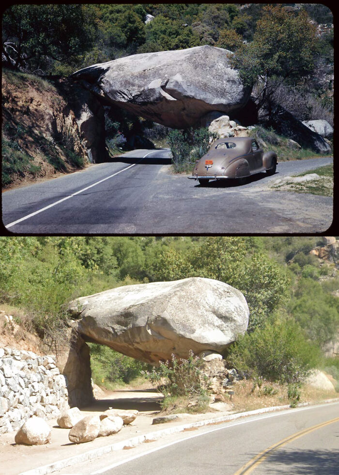 Tunnel Rock en el Parque Nacional de Sequoia, 1952 y 2020