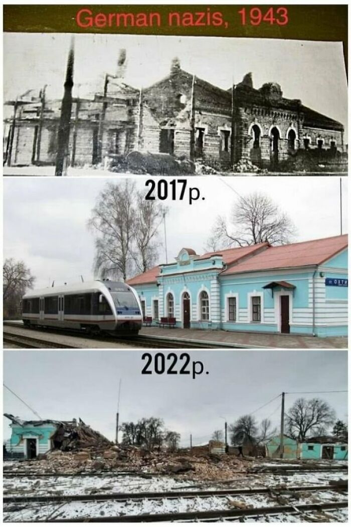 Estación de tren en Okhtyrka, Ucrania
