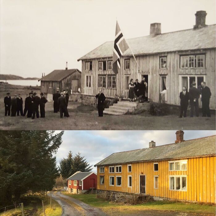 Early 1900s vs. 2021, Same Location. Aukra, Norway