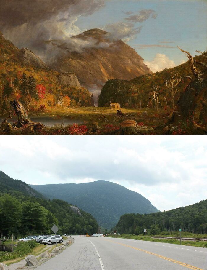 Crawford Notch In New Hampshire, In An 1839 Thomas Cole Painting And A 2018 Photograph